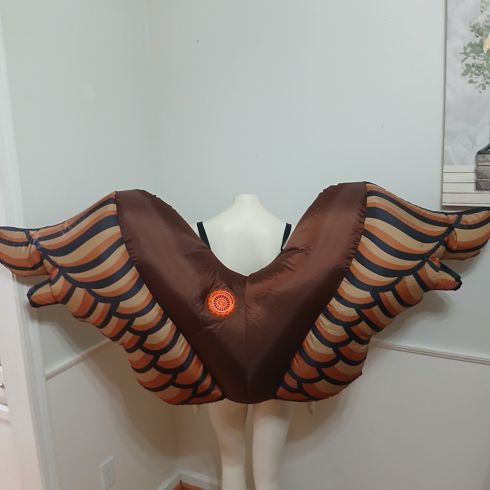 Inflatable Bird Wings Adult Costume Accessory Brown Striped Owl Eagle Wings